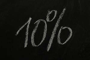 10% off written on chalk board